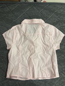 Cute Pink Ruffle Button-Up Top