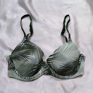 Green Palm Print Bra