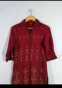 Maroon Kurta with Gold Print