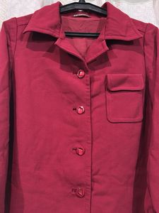 Stylish Red Collared Button-Up Top