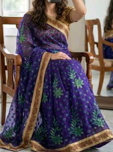 Exquisite Purple Embroidered Saree