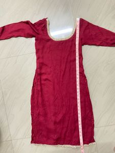 Elegant Red Kurta with Gold Trim
