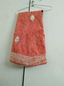 Red Striped Leheriya Skirt