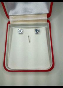 AD diamond Square cut Stud Earrings stone
