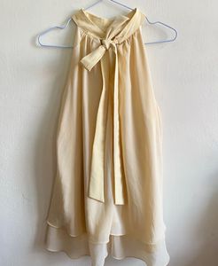Elegant Cream Layered Halter Top