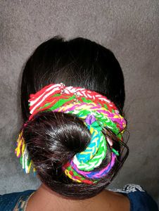 Colorful Braided Hair Bun Wrap