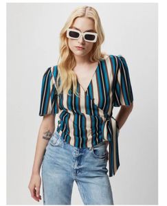 Chic Striped Wrap Top