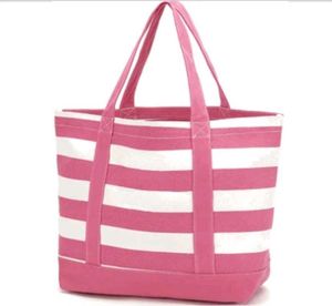 Pink & White Striped Tote Bag
