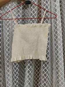 Savana Cream Shirt &amp; Smocked Tube Top Set