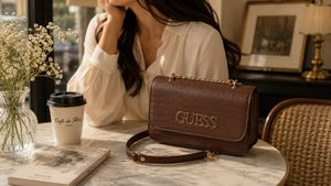 GUESS Brown Croc Embossed Shoulder Bag