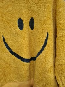 Smiley Face Fuzzy Yellow Pullover