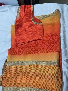 Orange & Yellow Saree with Blouse