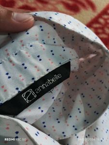 Chic White Dotted Long Sleeve Top