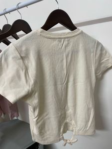 Cream Floral Tie-Waist T-Shirt