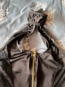 Black Faux Leather Halter Dress (lingerie)