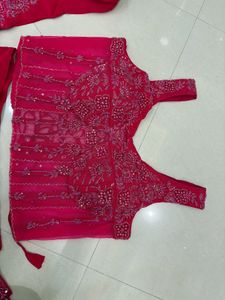 ready to wear saree corset Embellished Hot Pink