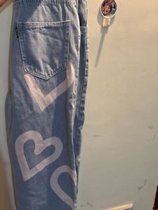Light Wash Heart Print Jeans