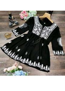 Embroidered Black Kurti for Women