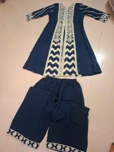 Stylish Navy Kurta Palazzo Set
