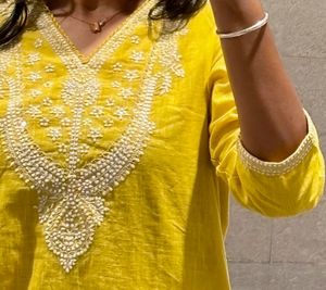 Embroidered Yellow Kurta