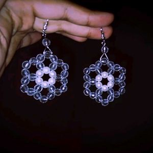 Magical Crystal and Yellow Pearl Handmade Earrings
