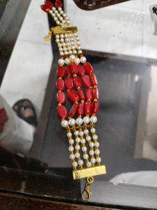 Coral and Pearl Beaded Bracelet