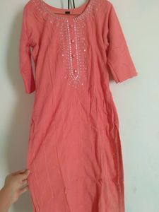 Peach Light Pink Kurta For Girls