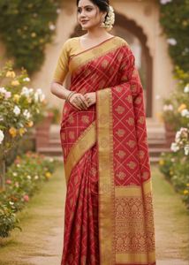 Beautiful Red & Gold Banarasi Silk Saree
