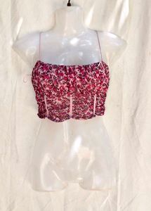 20254. Floral Mesh Corset Top