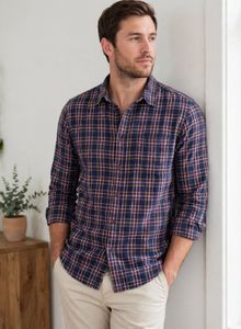Men's Plaid Long Sleeve Casual Shirt