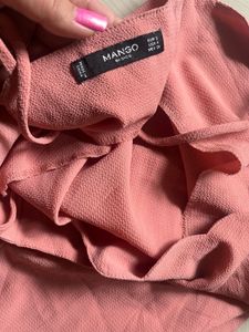 MANGO Cute Pink Scallop Trim Dress