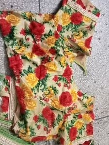 Parrot Green Colour Saree With Diziner Bilouse