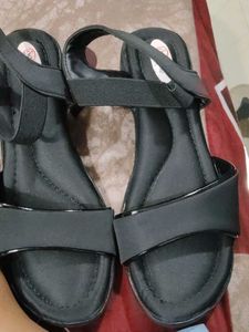 unused Stylish Black Wedge Sandals