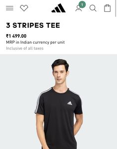 Adidas Three Stripe Tee Shirt