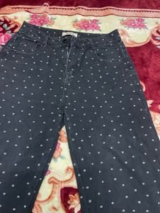 Trendy Polka Dot Wide Leg Jeans