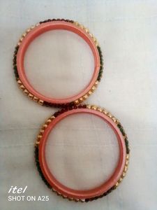 Sparkling Gold Beaded Bangles - Set of 2