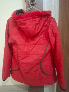 Red Fur Hooded Winter Jacket