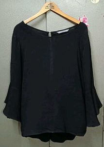 Stylish Chic Black Bell Sleeve Top