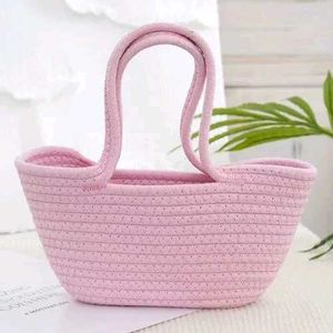 Chic Pink Woven Tote Bag(handmade)