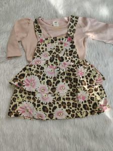 Baby Girl Leopard Floral Pinafore Dress Set