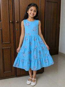 Blue Floral Tiered Maxi Dress