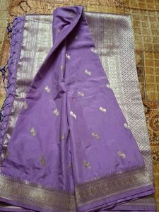 Elegant mov colour Saree with Silver Border