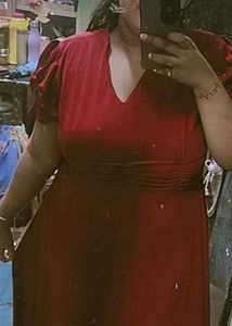 Stylish Ruched Burgundy Dress