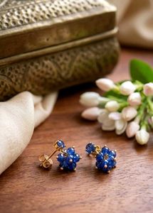 Boho Blue Beaded Flower Earrings✨😍💙