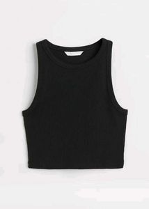 Black Ribbed Racerback Crop Top