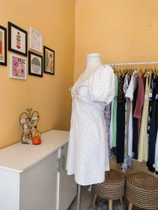Gingham Puff Sleeve Mini Dress