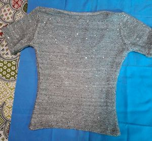 Sparkly Silver Knit Top
