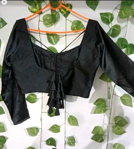 Stylish Black Satin Blouse