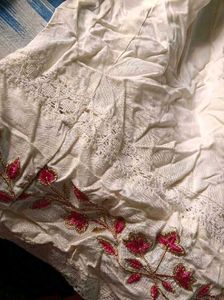Red Embroidered Kurta with White Pant