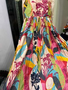 Vibrant Floral Pleated Gown